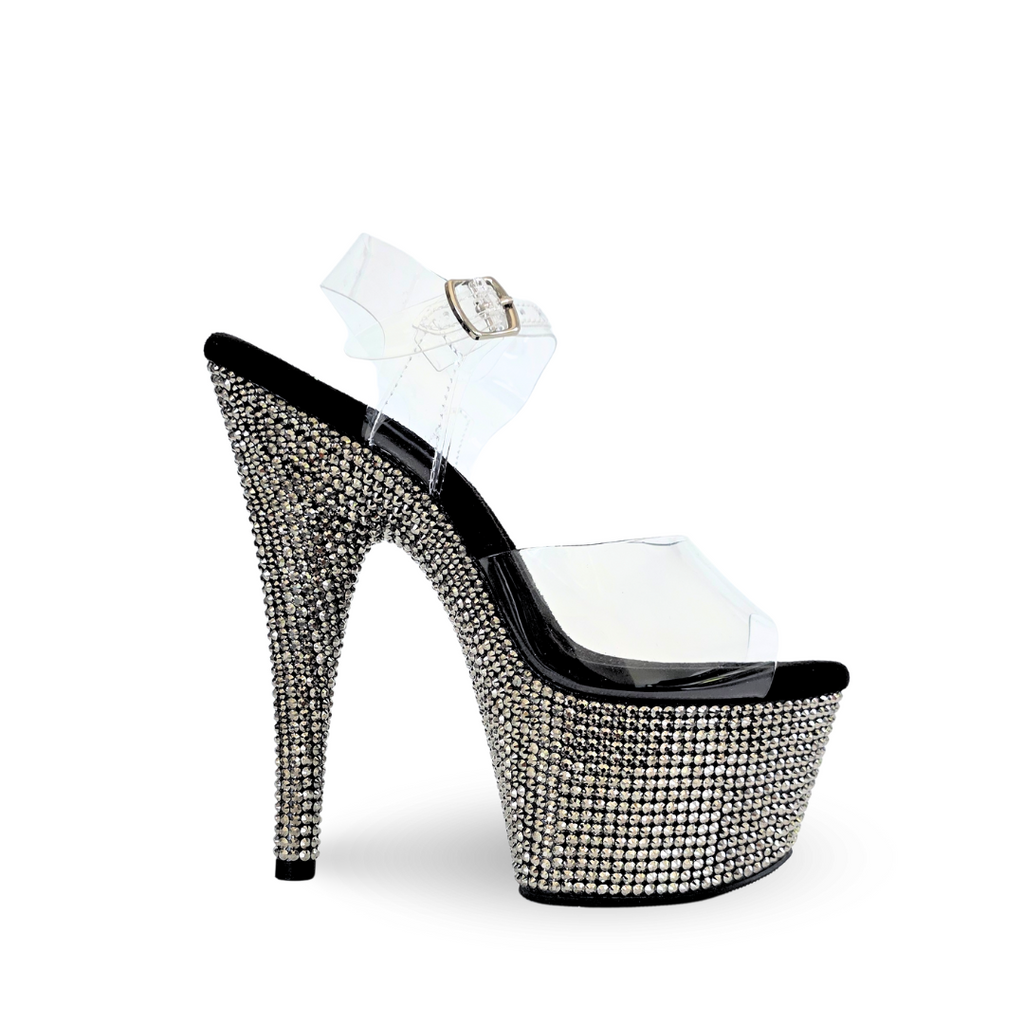 Empress Rhinestones Detail Ankle Strap Ultra High Platform Heels