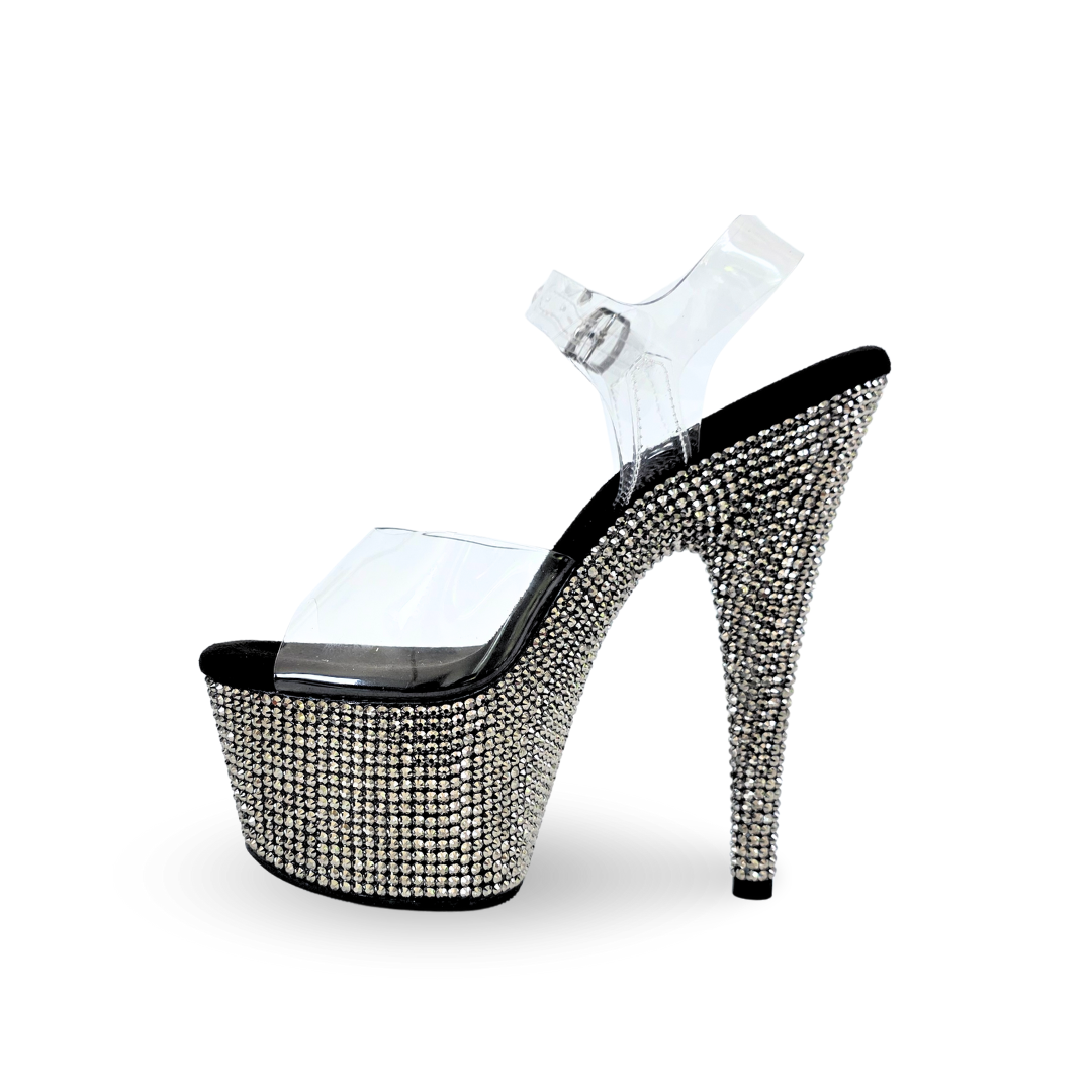 Empress Rhinestones Detail Ankle Strap Ultra High Platform Heels