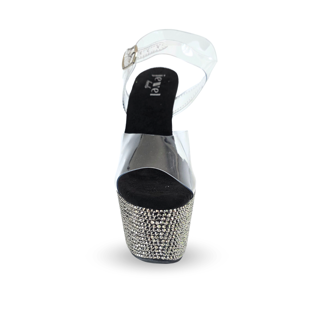 Empress Rhinestones Detail Ankle Strap Ultra High Platform Heels