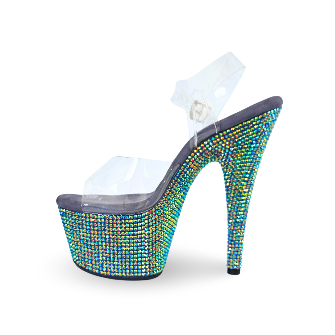 Empress Rhinestones Detail Ankle Strap Ultra High Platform Heels