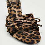 Nicki Bow Leopard Kitten Heel Mule Sandals