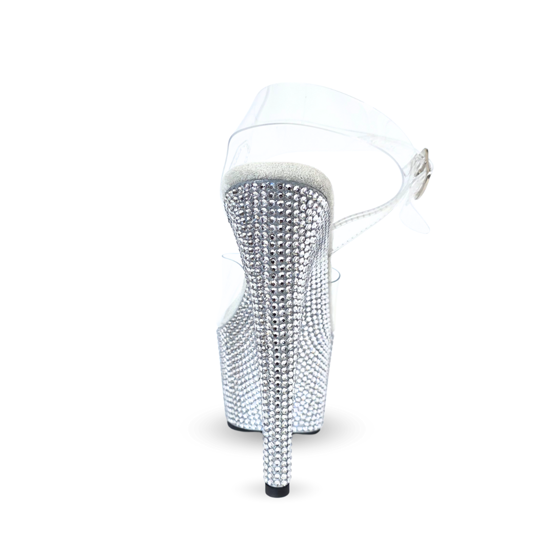 Empress Rhinestones Detail Ankle Strap Ultra High Platform Heels