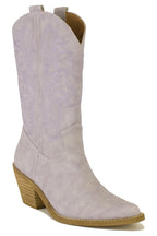 Adelia Embroidery Detail Mid Calf Cowboy Boots