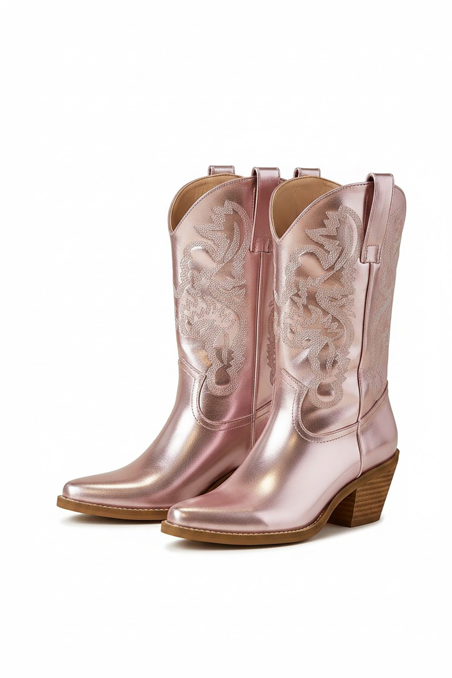 Adelia Embroidery Detail Mid Calf Cowboy Boots