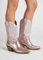 Adelia Embroidery Detail Mid Calf Cowboy Boots