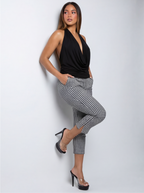Anissa Open Back Plunge Cowl V Neck Halter Top