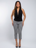 Anissa Open Back Plunge Cowl V Neck Halter Top