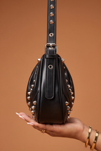 Anya Faux Leather Moto Studded Shoulder Bag