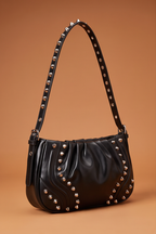Anya Faux Leather Moto Studded Shoulder Bag