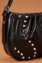 Anya Faux Leather Moto Studded Shoulder Bag