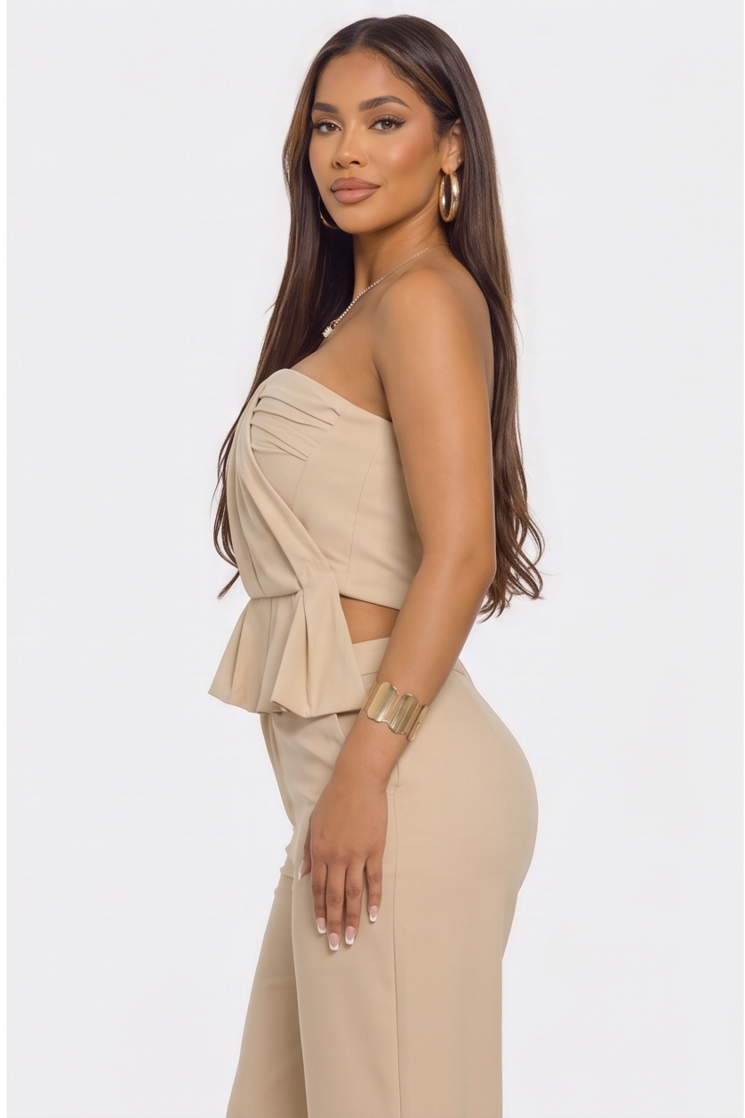 Arabella Ruffled Hem Strapless Two Piece Set