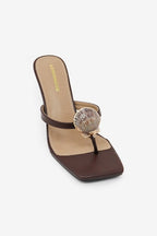 Marina Seashell Decor Square Toe High Heel Mules