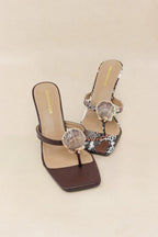 Marina Seashell Decor Square Toe High Heel Mules