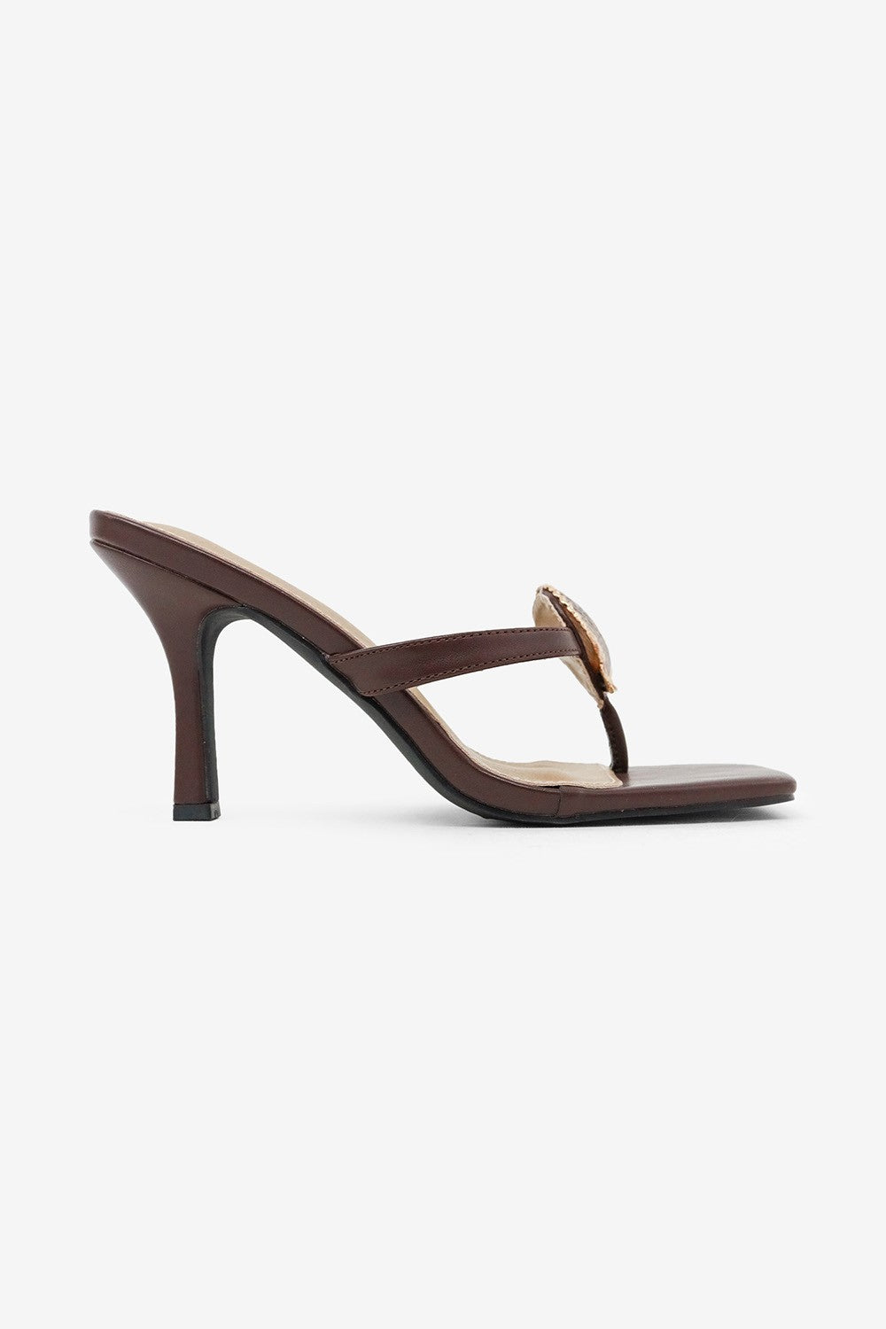 Marina Seashell Decor Square Toe High Heel Mules