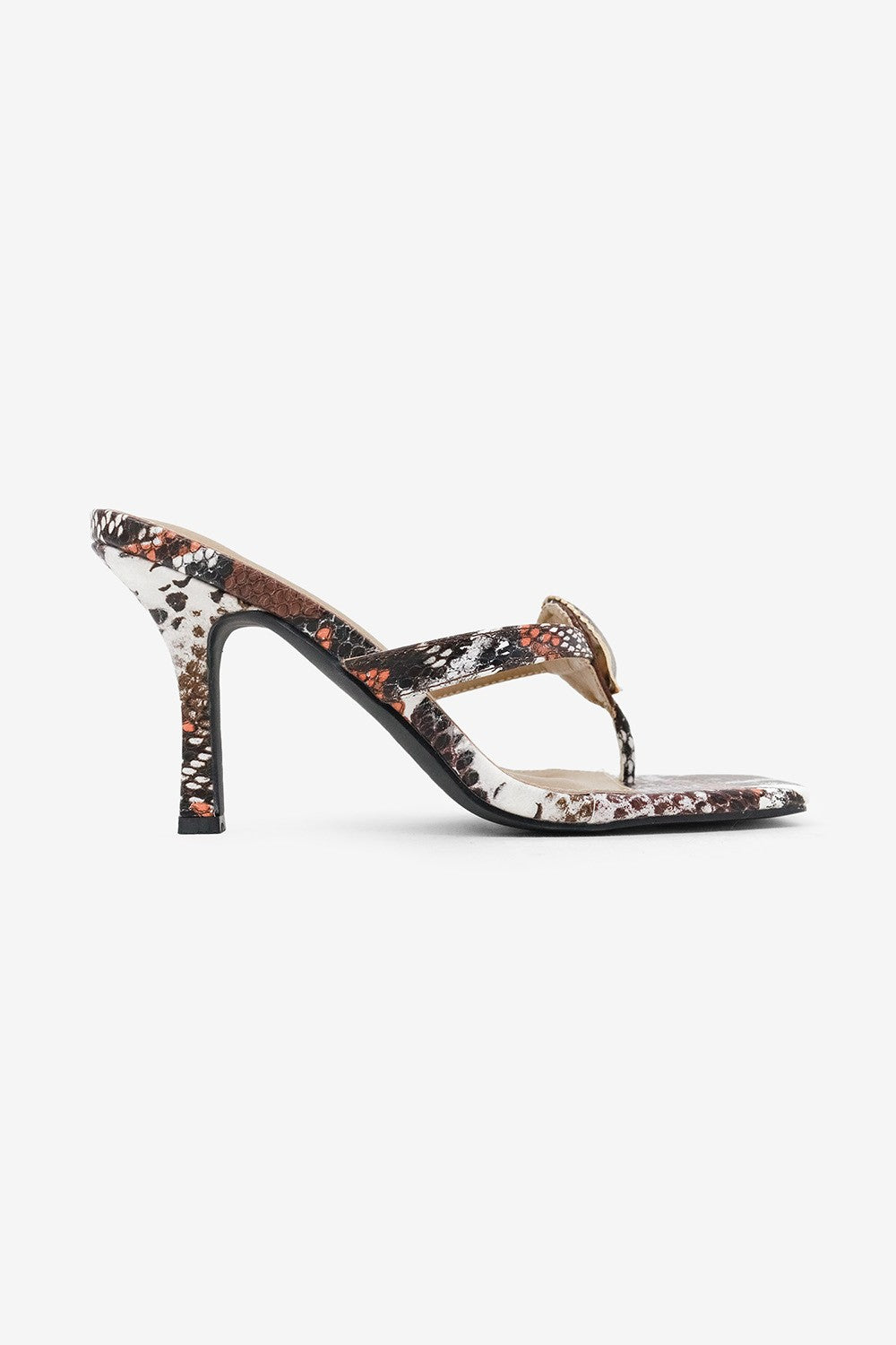 Marina Seashell Decor Square Toe High Heel Mules