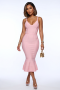 Beatrice Deep V Neck Mermaid Hem Bandage Midi Dress