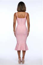 Beatrice Deep V Neck Mermaid Hem Bandage Midi Dress