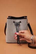 Bijoux Rhinestone Detail Convertible Bucket Bag