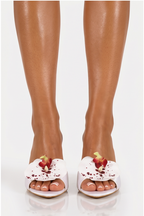 Camelia Flower Detail Slip On High Heel Mules