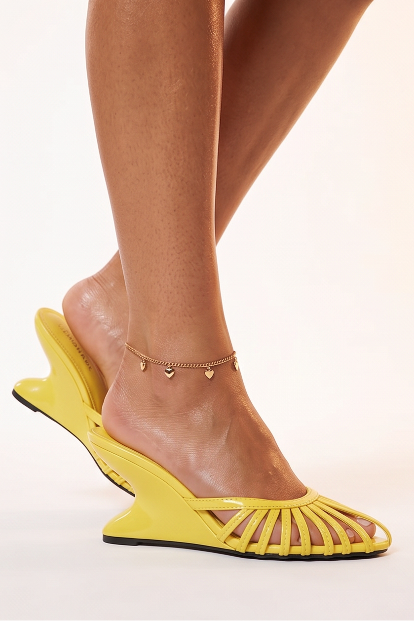 Camilla Strappy Cage High Heel Platform Wedge Mules