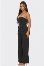 Camilla Zip Front Corset Pinstripe Two Piece Pant Set