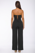 Camilla Zip Front Corset Pinstripe Two Piece Pant Set