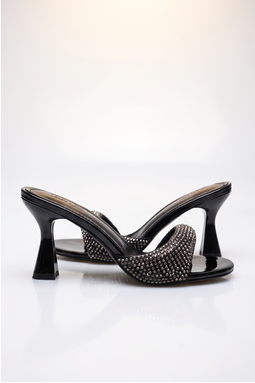 Camille Rhinestone Studded Kitten Heel Mules