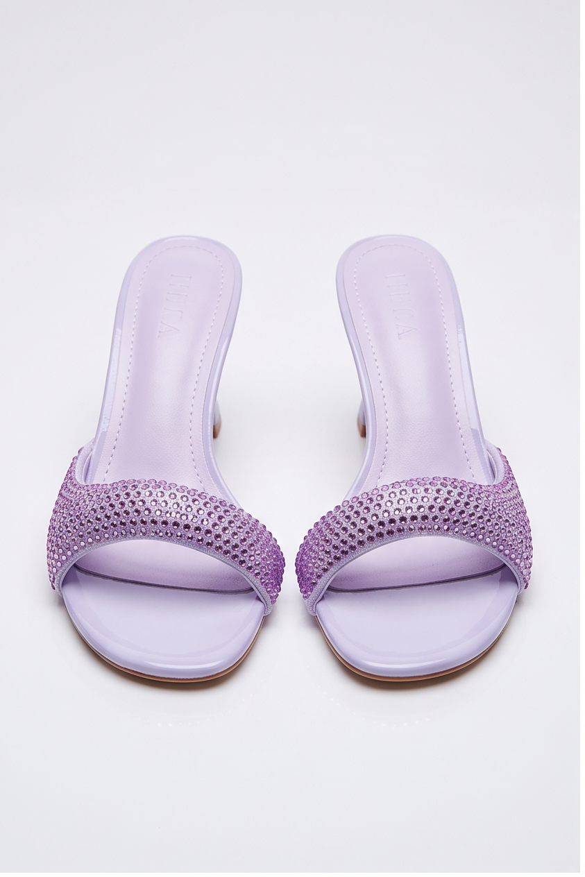 Camille Rhinestone Studded Kitten Heel Mules