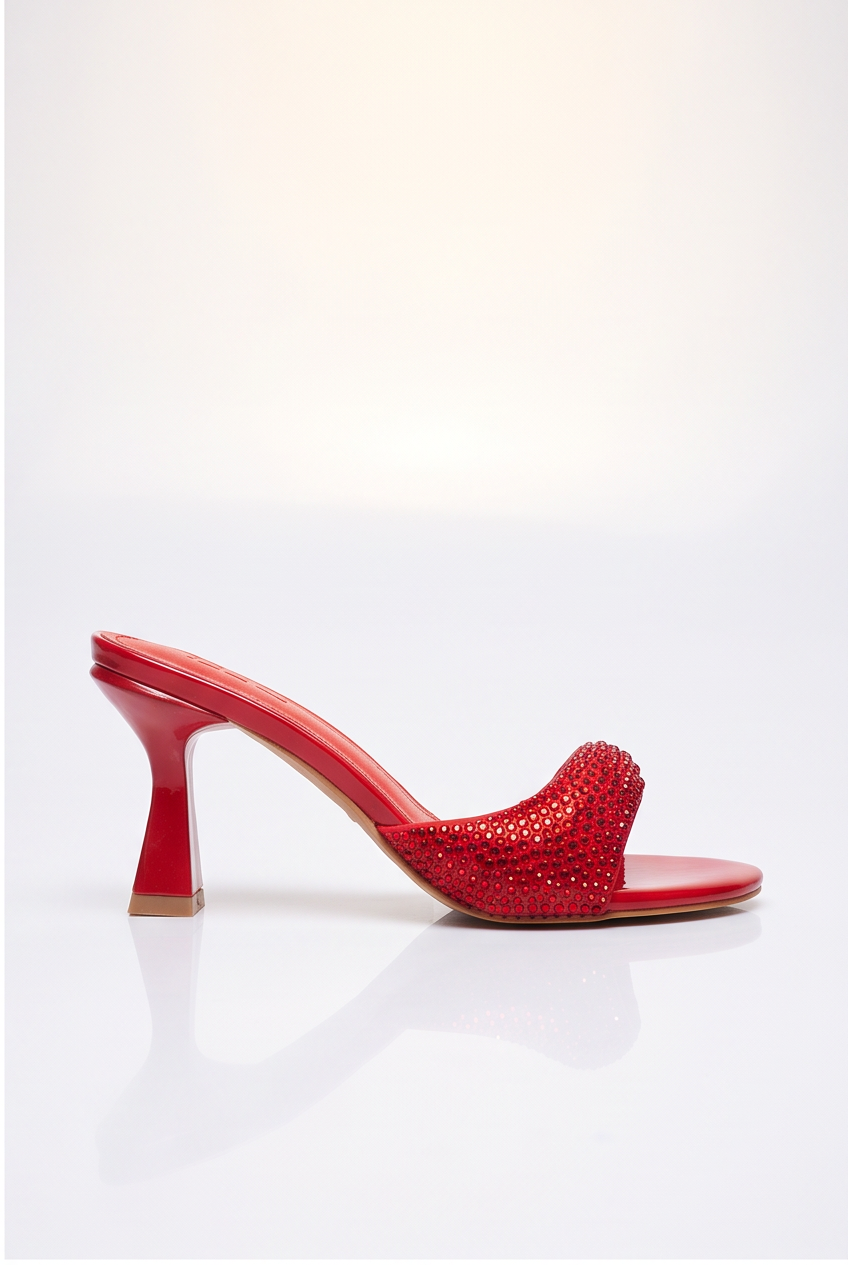 Camille Rhinestone Studded Kitten Heel Mules