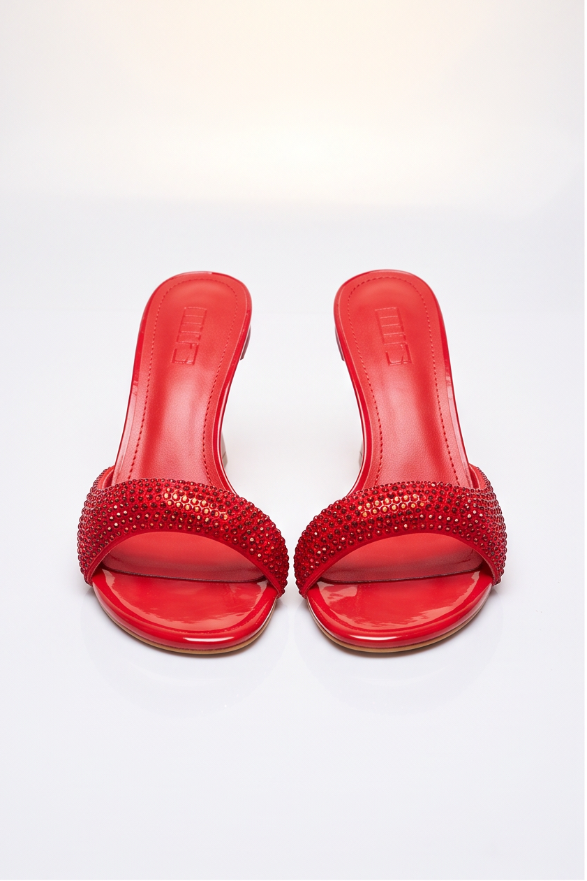 Camille Rhinestone Studded Kitten Heel Mules