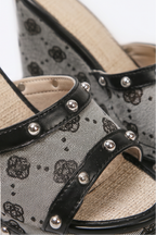 Capri Floral Canvas High Heel Platform Wedge Mules