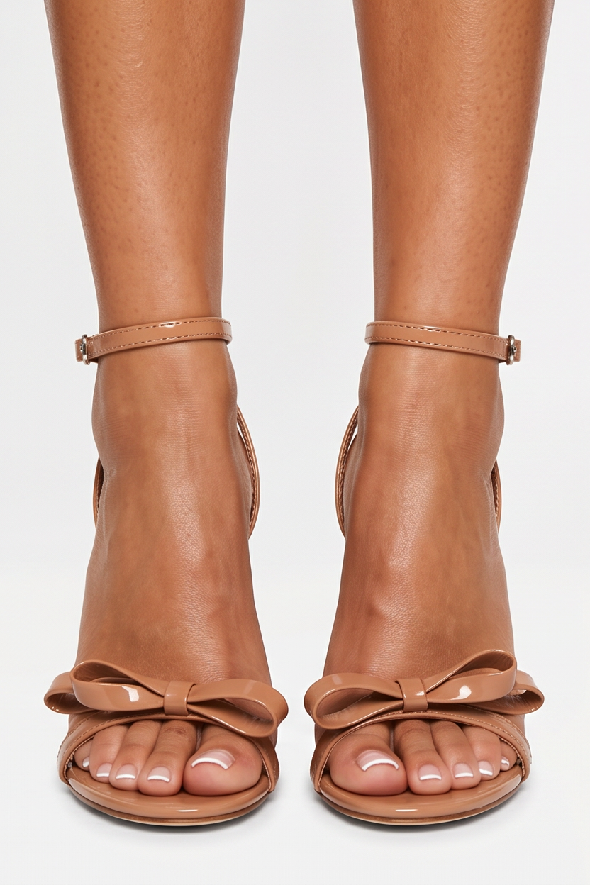 Carla Bow Detail Ankle Strap High Heels Sandals