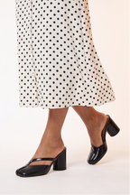 Caroline Split Toe Slip On High Heel Mules