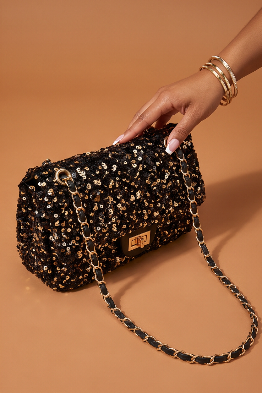 Chloe Sequins Flap Chain Strap Shoulder Bag