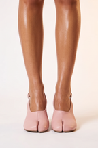 Chloe Split Toe Slingback Wedge High Heel Mules