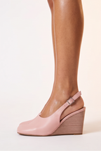 Chloe Split Toe Slingback Wedge High Heel Mules