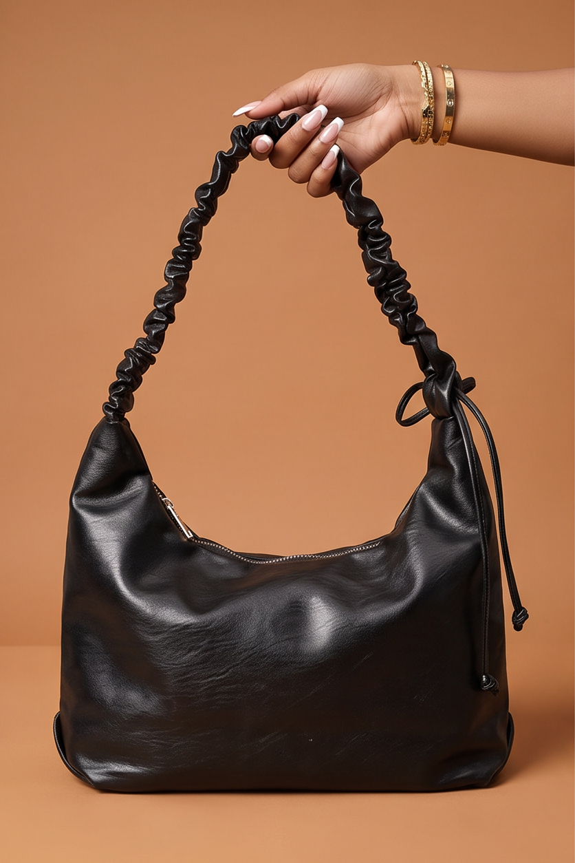 Cleo Ruched Handle Minimalist Hobo Bag