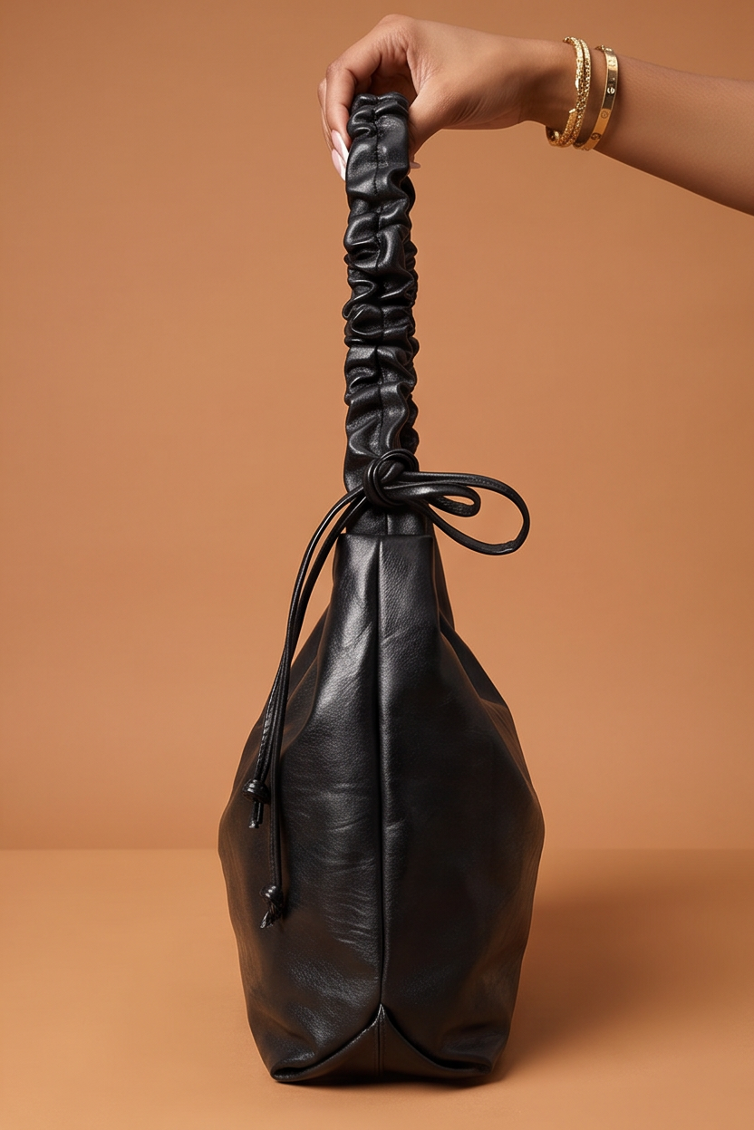 Cleo Ruched Handle Minimalist Hobo Bag