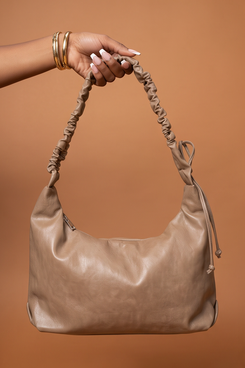 Cleo Ruched Handle Minimalist Hobo Bag