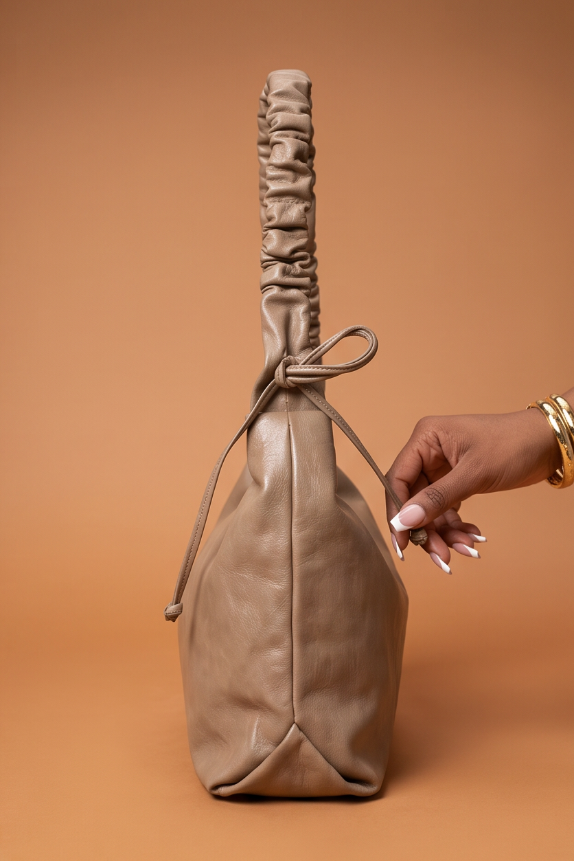 Cleo Ruched Handle Minimalist Hobo Bag
