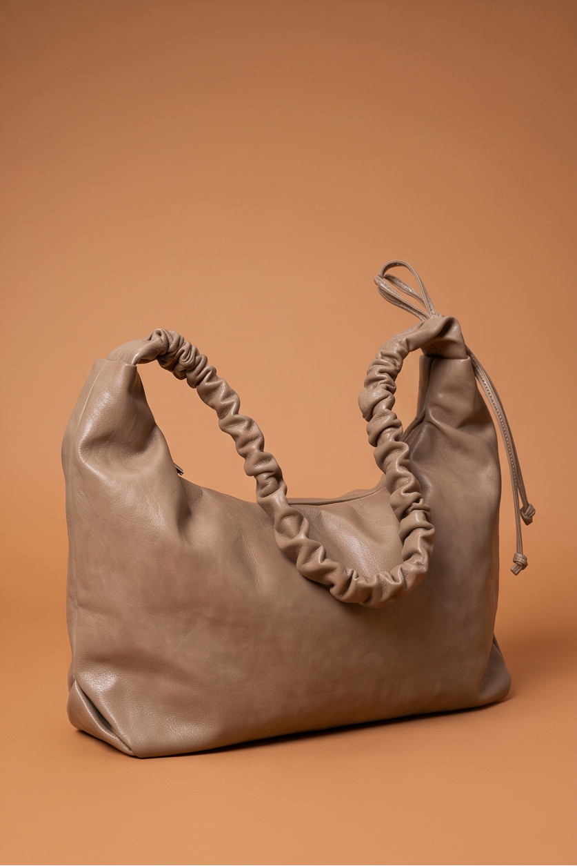 Cleo Ruched Handle Minimalist Hobo Bag