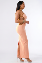 Donatella Halter Neck Sculpting Bandage Maxi Dress