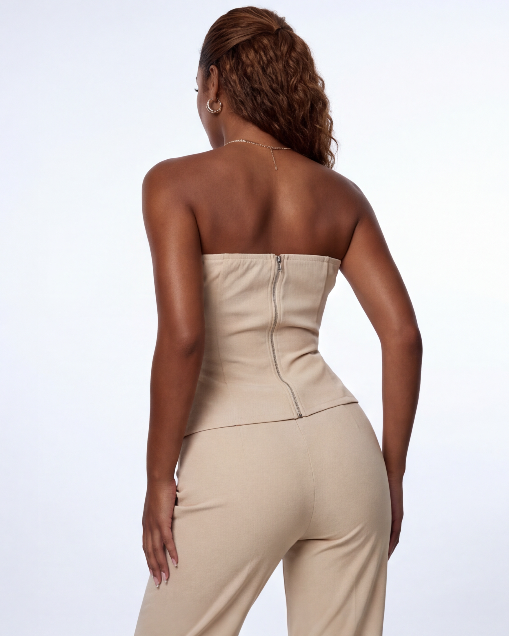 Dorothy Crystal Decor Strapless Two Piece Pant Set