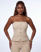 Dorothy Crystal Decor Strapless Two Piece Pant Set