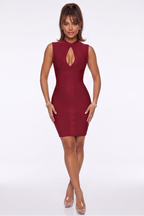 Evelina High Neck Cut Out Bandage Mini Dress