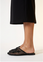 Nahra Sequin Beaded Mesh Chinese Slide Flat Mules