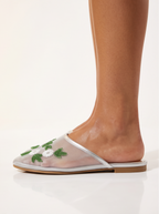 Nahra Sequin Beaded Mesh Chinese Slide Flat Mules