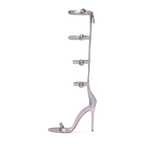 Victoria Knee High Metallic Gladiator High Heel Sandals