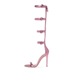 Victoria Knee High Metallic Gladiator High Heel Sandals