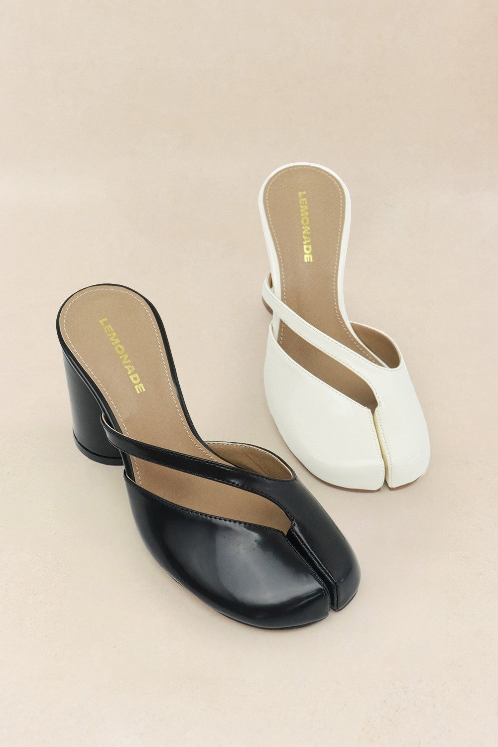 Caroline Split Toe Slip On High Heel Mules